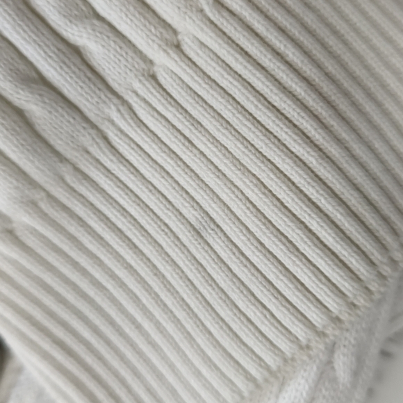 𝅺willi Smith White Cable Knit Cardigan Button-Up 3/4 Sleeve Sweater Size Medium - Picture 13 of 13